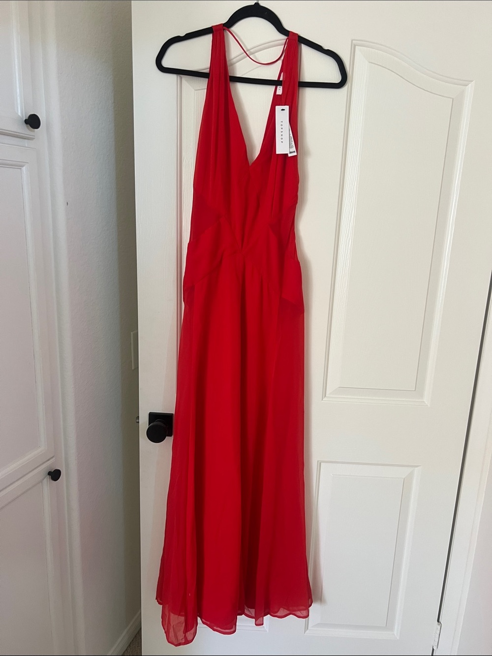 Topshop Red V-Neck Maxi Dress - Picture 3 of 4